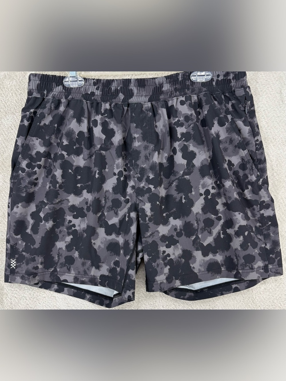 RHONE Men's Swim Trunks — Black and Gray Camo Splash